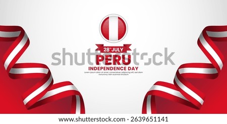 Peru independence day banner background 28 July design element with waving ribbon flag