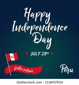 Peru Independence day celebration greeting card. Celebrated on 28th July. Creative concept vector illustration with flag and design elements for banners, backgrounds and print needs.