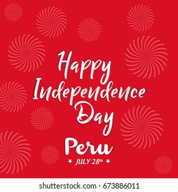 Peru Independence day celebration greeting card. Celebrated on 28th July. Creative concept vector illustration with flag and design elements for banners, backgrounds and print needs. 