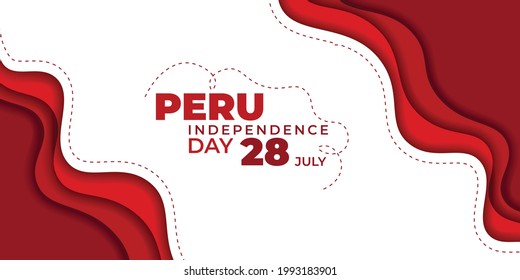 Peru Independence day with Red and White paper cut design. Good template for Peru National day