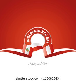 Peru Independence Day ribbon logo icon