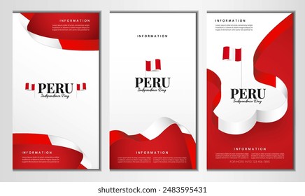 Peru Independence Day. Set of banners. Vector Illustration.
