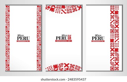 Peru Independence Day. Set of national pattern banners. Vector Illustration.
