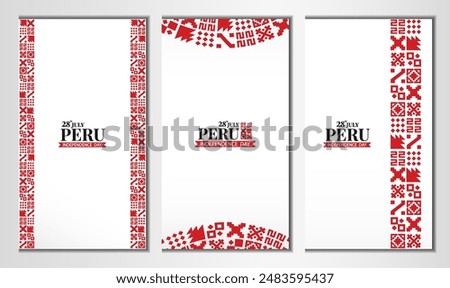 Peru Independence Day. Set of national pattern banners. Vector Illustration.
