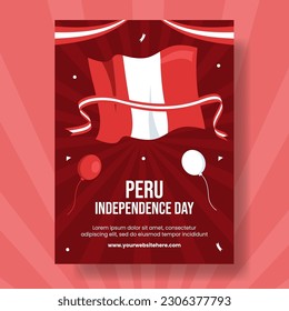 Perú Día de la Independencia: Afiche vertical ilustrativo con mano de dibujo de plantillas fondo