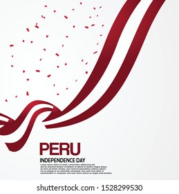 Peru Independent Day flag ribbon banner vector white background Design Illustration Vector Template