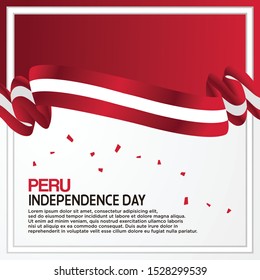 Peru Independent Day flag ribbon banner vector white background Design Illustration Vector Template