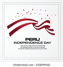Peru Independent Day flag ribbon banner vector white background Design Illustration Vector Template