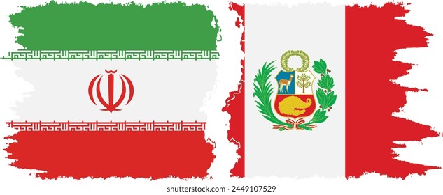 Peru und Iran Grunge Flaggen Verbindung, Vektorgrafik