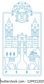 Peru landmarks vector illustration and typography design