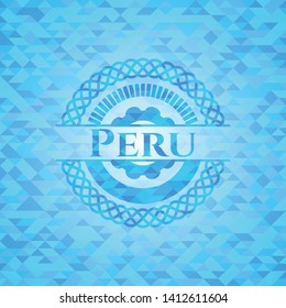 Peru light blue emblem with triangle mosaic background