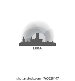 Peru Lima black white sunrise sunset city panorama landscape horizon buildings skyline flat icon logo