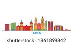 Peru, Lima line cityscape, flat vector. Travel city landmark, oultine illustration, line world icons