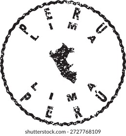 Peru Lima Round Seal Map Design