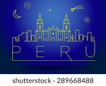 Peru Line Silhouette Typographic Design