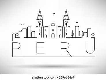 Peru Line Silhouette Typographic Design