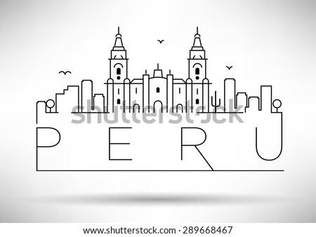 Peru Line Silhouette Typographic Design