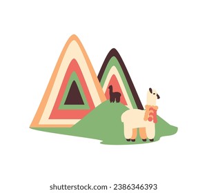 peru llama landscape illustration isolated