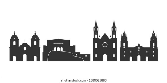 Peru logo.  Isolated Peruvian architecture on white background