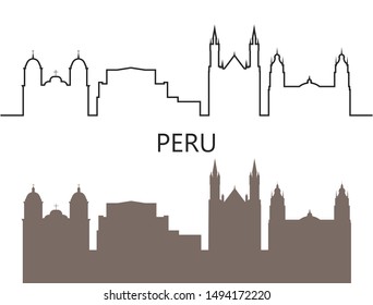 Peru logo.  Isolated Peruvian architecture on white background