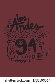 peru los andes cool dude,t-shirt design fashion vector