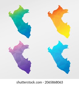 Peru Low Poly Map Clip Art Design. Geometric Polygon Graphic National Icon. Vector Illustration Symbol.