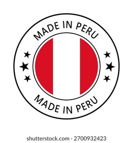 Peru Feito em carimbo em círculo com bandeira Modelo vetor no fundo branco