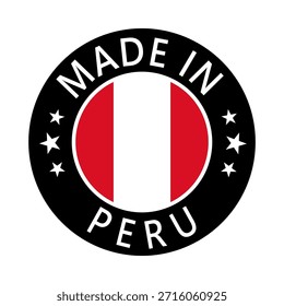 Peru Feito em carimbo em círculo com bandeira Modelo vetor no fundo branco