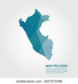 Peru-Karte Abstrakte geometrische, abgerundete dreieckige Farbverlauf-Grafik mit Low-Poly-Stil auf weißem Hintergrund