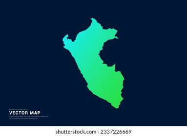 Mapa peruano del concepto azul gradiente abstracto con vector de efecto luz de tecnología.