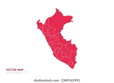 Mapa Perú - estilo abstracto rojo aislado en fondo blanco para infografía, vector de diseño.