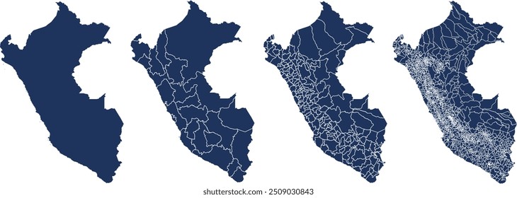 PERU MAP com suas divisões administrativas e regiões