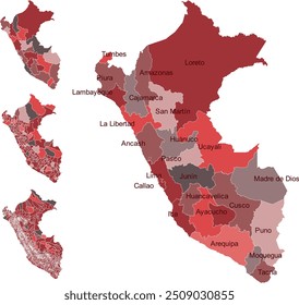 PERU MAP with its administrative divisions and regions