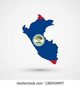 Peru map in Belize flag colors, editable vector.
