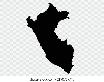 Peru Map black Color on Backgound png  not divided into cities
