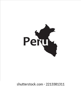 Mapa de Perú y diseño de letras negras sobre fondo blanco
