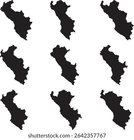 Mapa de Perú estilo de Vector de silueta negro con fondo blanco