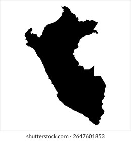 Peru Map - black World Map International vector template with High detailed isolated on white background - Vector