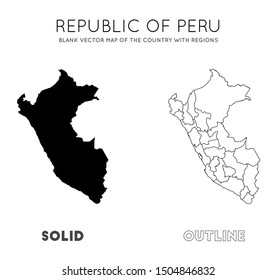 Peru map. Blank vector map of the country with regions. Borders of Peru for your infographic. Vector illustration.