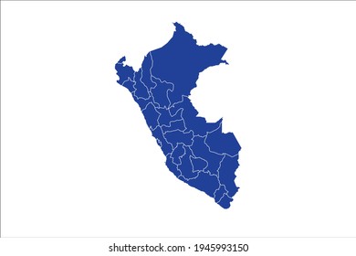 Peru Map blue Color on White Backgound