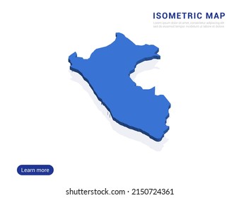 Peru map blue isolated on white background with 3d isometric vector illustration.