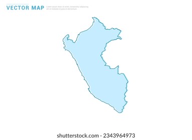 Peru map blue silhouette isolated on white background, illustration template vector.