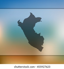 Peru map. Blurred background with silhouette of Peru map. Vector silhouette of Peru map
