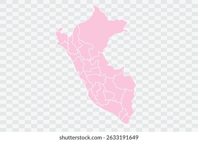 Peru Map Blush Color on White Background quality files Png