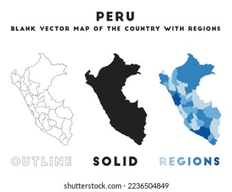 Peru-Karte. Grenzen von Peru für Ihre Infografik. Vektorlandform. Vektorgrafik.