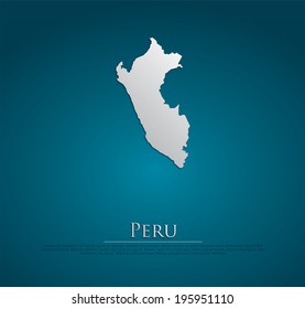 Peru map card paper 3D natural, high detailed vector