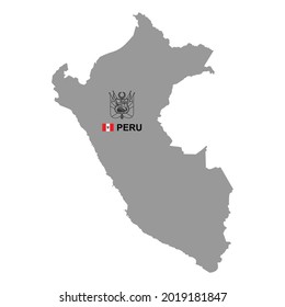 Mapa del Perú con escudo de armas. aislado en fondo blanco