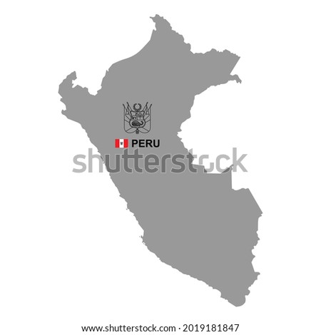 Peru map with coat of arms. isolated on white background