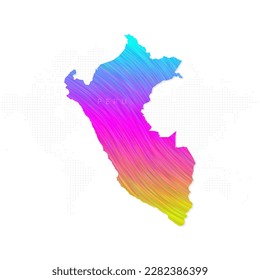 Peru map in colorful halftone gradients. Future geometric patterns of lines abstract on white background. Vector Illustration Eps10.