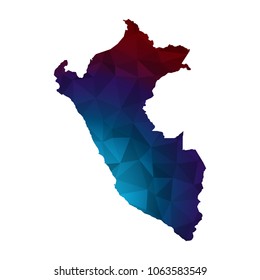 Peru map - Colorful Polygonal map of Peru  rumpled triangular low poly style gradient graphic background , Vector illustration eps 10.